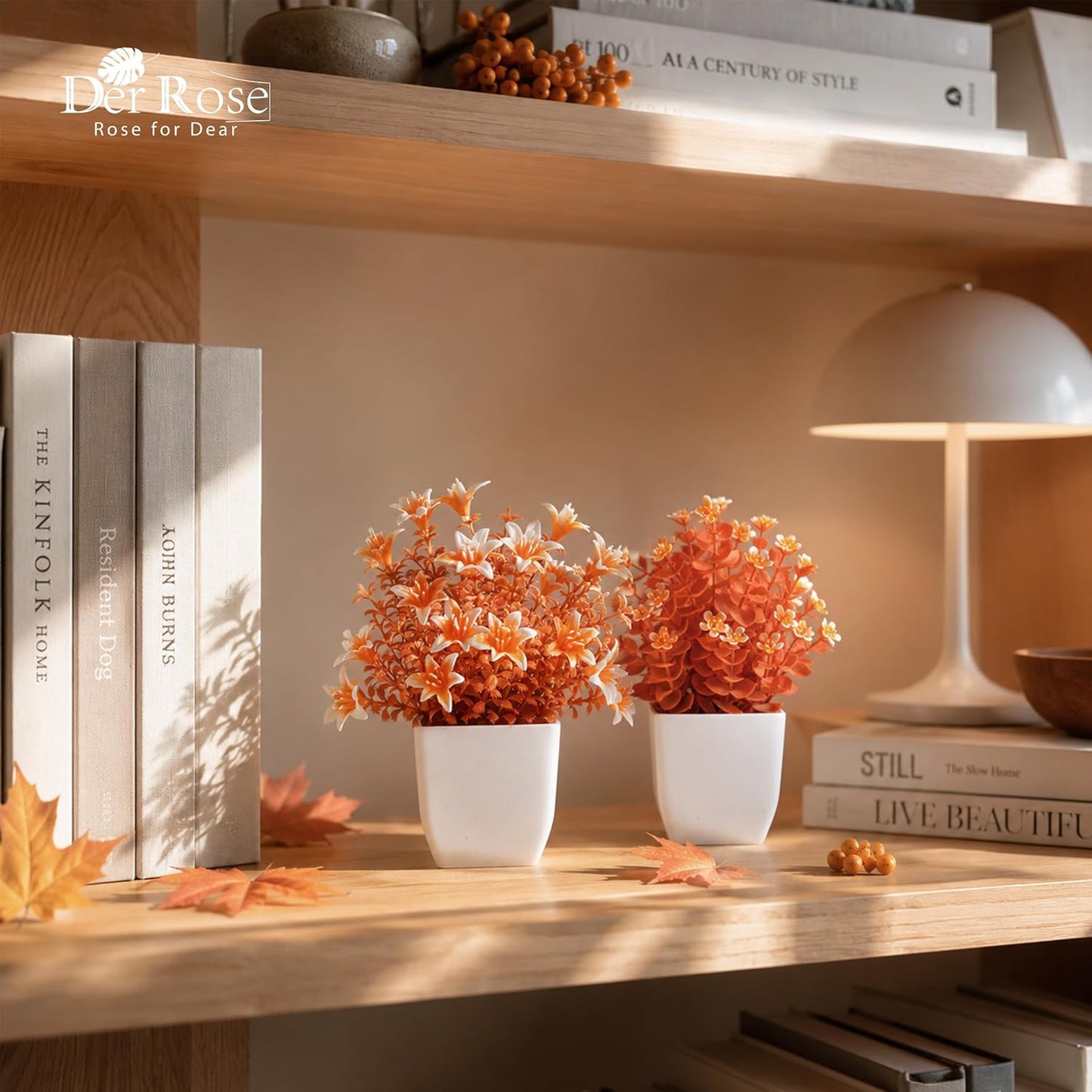 4 Pack Small Fake Plants with Flowers, Spring Home Bathroom Decor | UV-resistant artificial flowers, varied spring flower styles, for desk shelf bathroom kitchen farmhouse and classroom decor