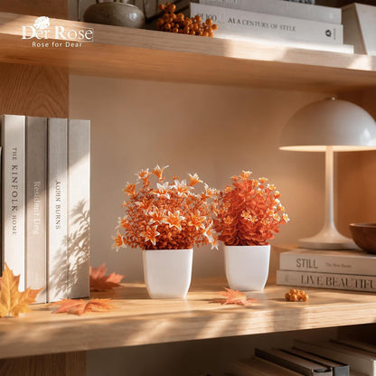 4 Pack Small Fake Plants with Flowers, Spring Home Bathroom Decor | UV-resistant artificial flowers, varied spring flower styles, for desk shelf bathroom kitchen farmhouse and classroom decor