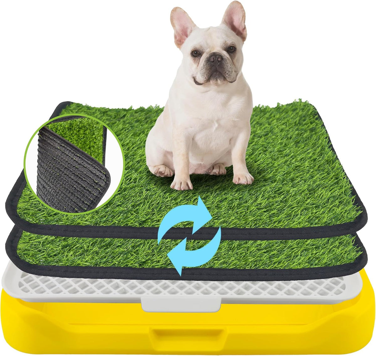 2Pack 18"x14" Artificial Dog Grass Potty Pad with Tray Rubber Backing