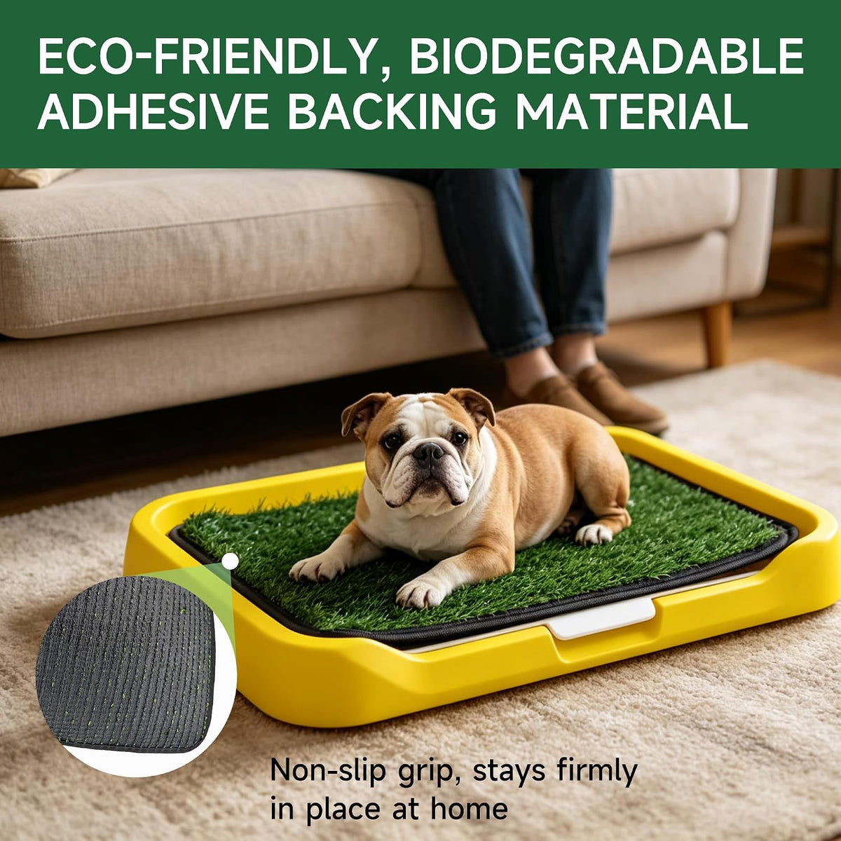2Pack 18"x14" Artificial Dog Grass Potty Pad with Tray Rubber Backing