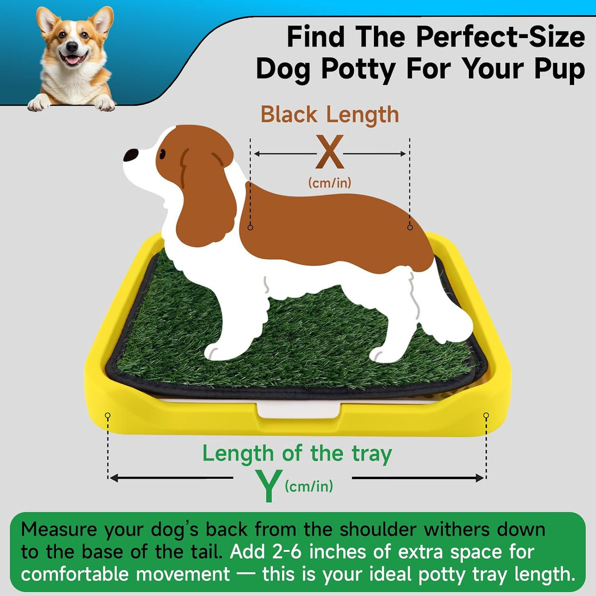 2Pack 18"x14" Artificial Dog Grass Potty Pad with Tray Rubber Backing