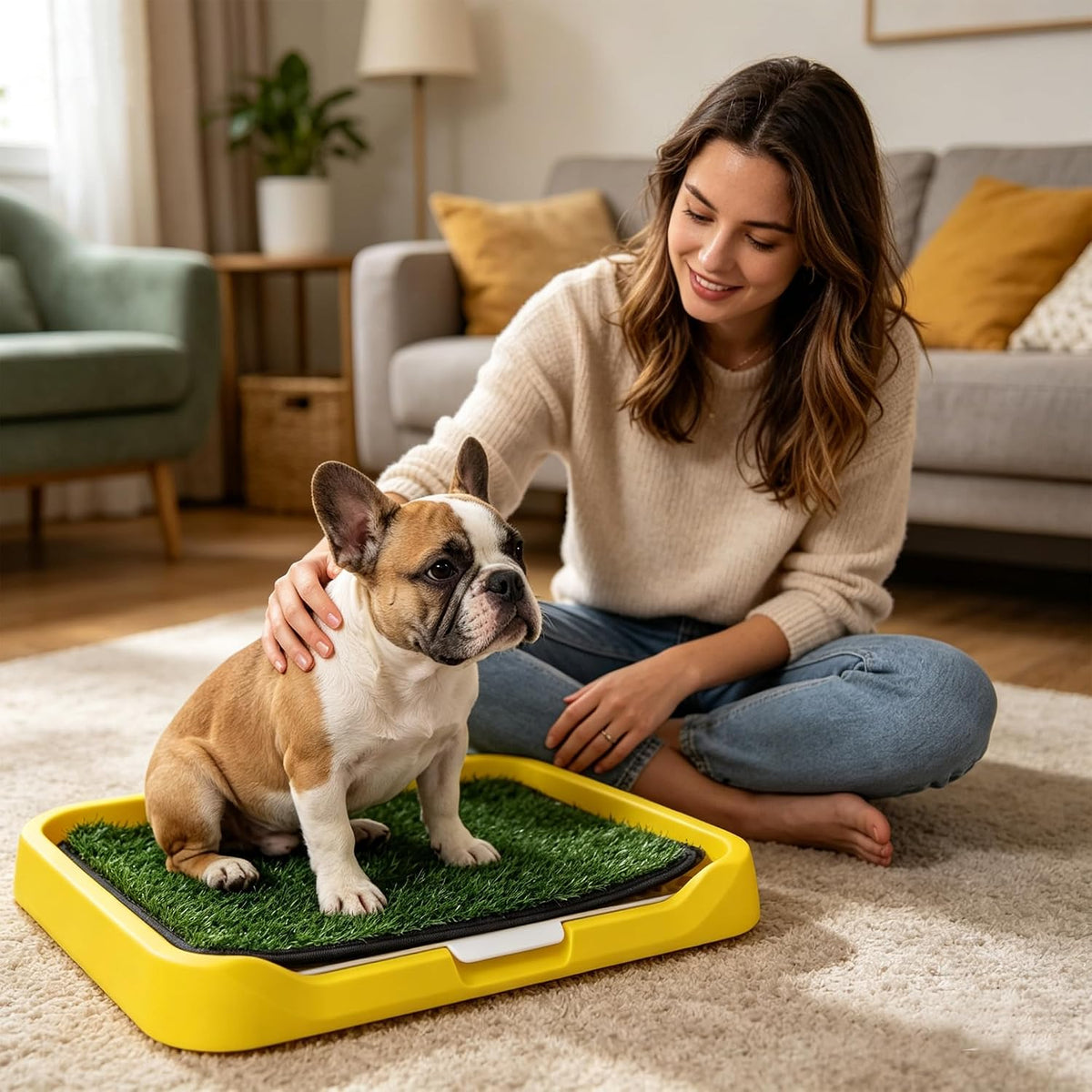 2Pack 18"x14" Artificial Dog Grass Potty Pad with Tray Rubber Backing