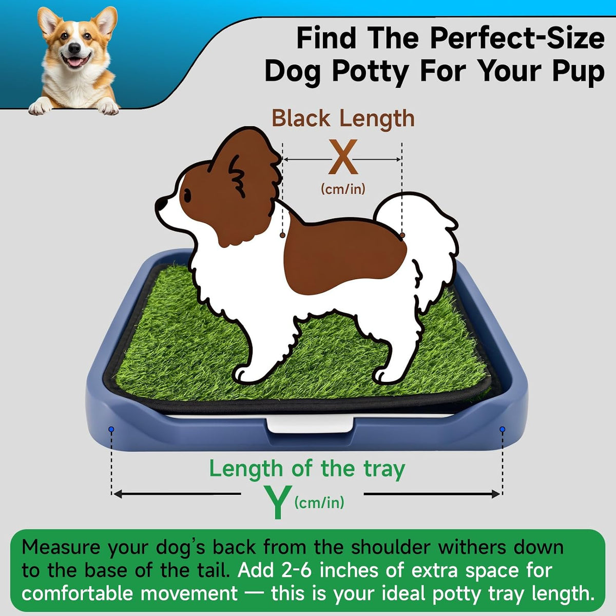 2Pack 18"x14" Artificial Dog Grass Potty Pad with Tray Rubber Backing