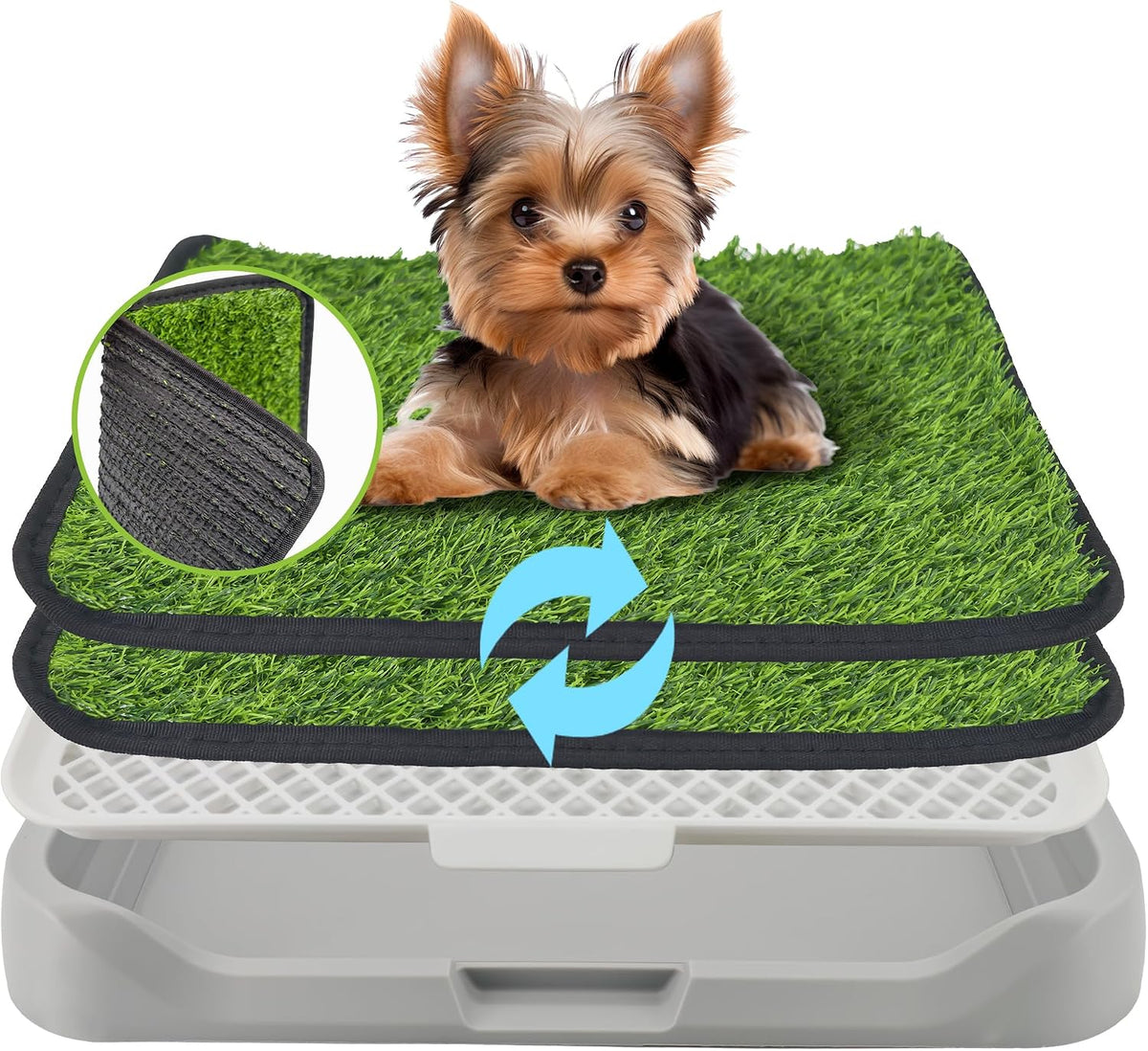 2Pack 18"x14" Artificial Dog Grass Potty Pad with Tray Rubber Backing