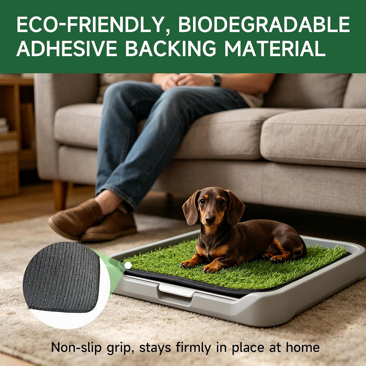 2Pack 18"x14" Artificial Dog Grass Potty Pad with Tray Rubber Backing