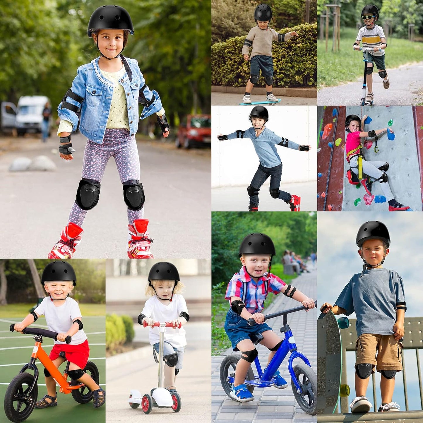 Toddler Kids Bike Helmet Set with Knee Elbow Pads, Adjustable Cycling Helmet for Little Boy Girl Protective Gear