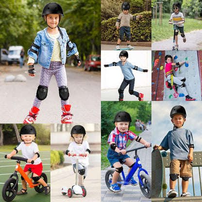 Toddler Kids Bike Helmet Set with Knee Elbow Pads, Adjustable Cycling Helmet for Little Boy Girl Protective Gear