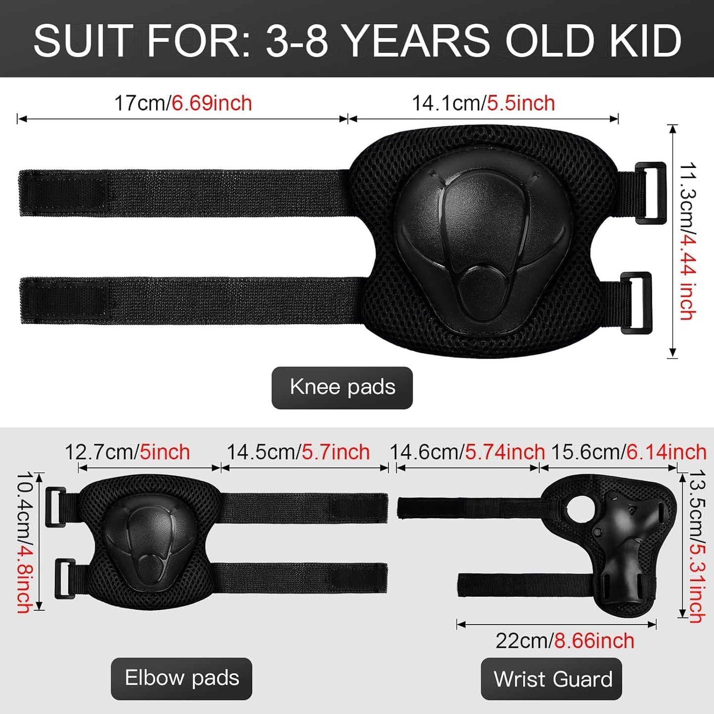Toddler Kids Bike Helmet Set with Knee Elbow Pads, Adjustable Cycling Helmet for Little Boy Girl Protective Gear