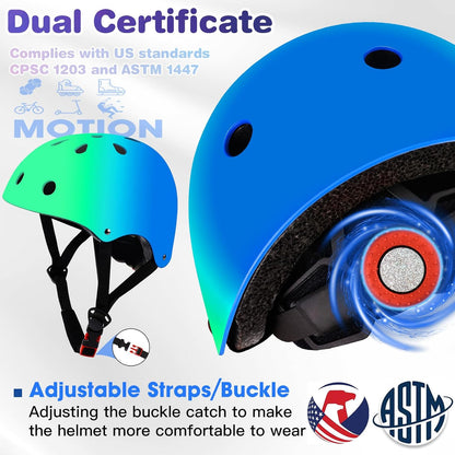 Toddler Kids Bike Helmet Set with Knee Elbow Pads, Adjustable Cycling Helmet for Little Boy Girl Protective Gear