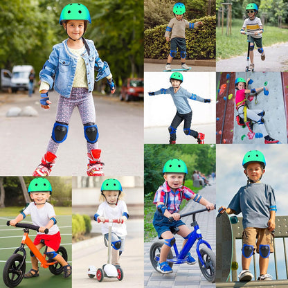 Toddler Kids Bike Helmet Set with Knee Elbow Pads, Adjustable Cycling Helmet for Little Boy Girl Protective Gear