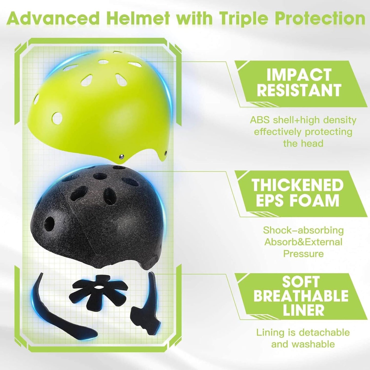 Toddler Kids Bike Helmet Set with Knee Elbow Pads, Adjustable Cycling Helmet for Little Boy Girl Protective Gear