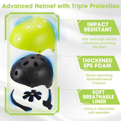 Toddler Kids Bike Helmet Set with Knee Elbow Pads, Adjustable Cycling Helmet for Little Boy Girl Protective Gear