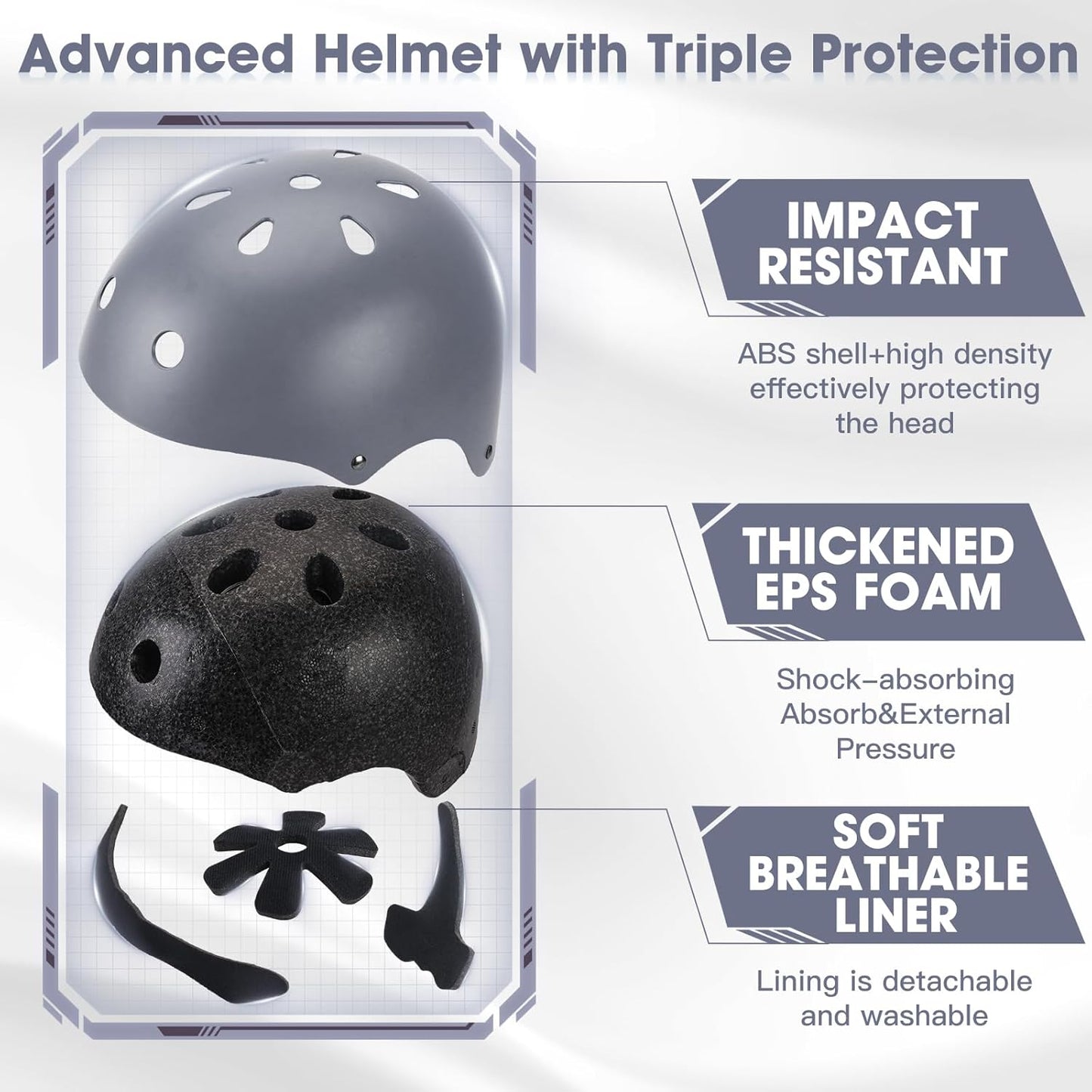 Toddler Kids Bike Helmet Set with Knee Elbow Pads, Adjustable Cycling Helmet for Little Boy Girl Protective Gear