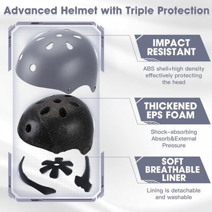 Toddler Kids Bike Helmet Set with Knee Elbow Pads, Adjustable Cycling Helmet for Little Boy Girl Protective Gear