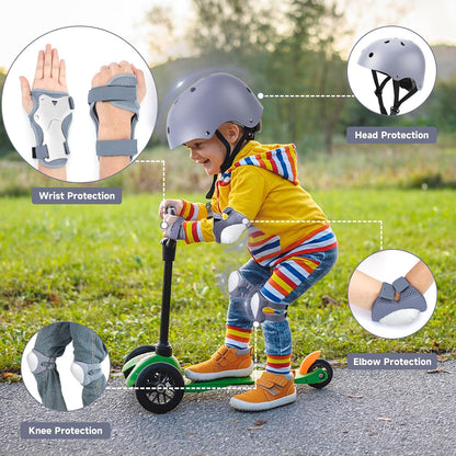 Toddler Kids Bike Helmet Set with Knee Elbow Pads, Adjustable Cycling Helmet for Little Boy Girl Protective Gear