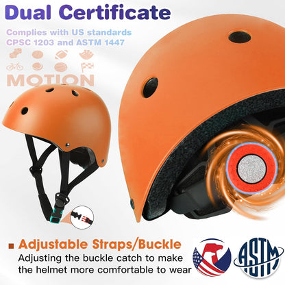 Toddler Kids Bike Helmet Set with Knee Elbow Pads, Adjustable Cycling Helmet for Little Boy Girl Protective Gear