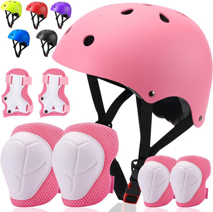 Toddler Kids Bike Helmet Set with Knee Elbow Pads, Adjustable Cycling Helmet for Little Boy Girl Protective Gear