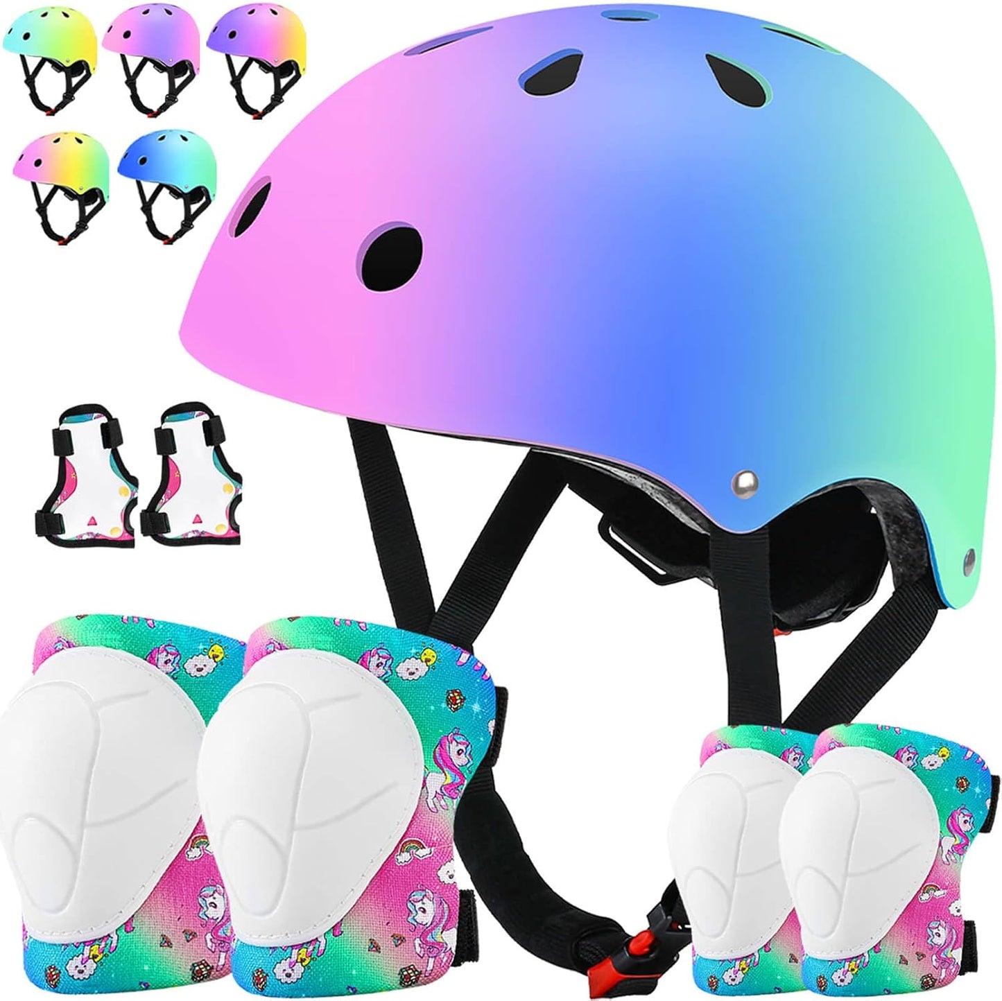 Toddler Kids Bike Helmet Set with Knee Elbow Pads, Adjustable Cycling Helmet for Little Boy Girl Protective Gear