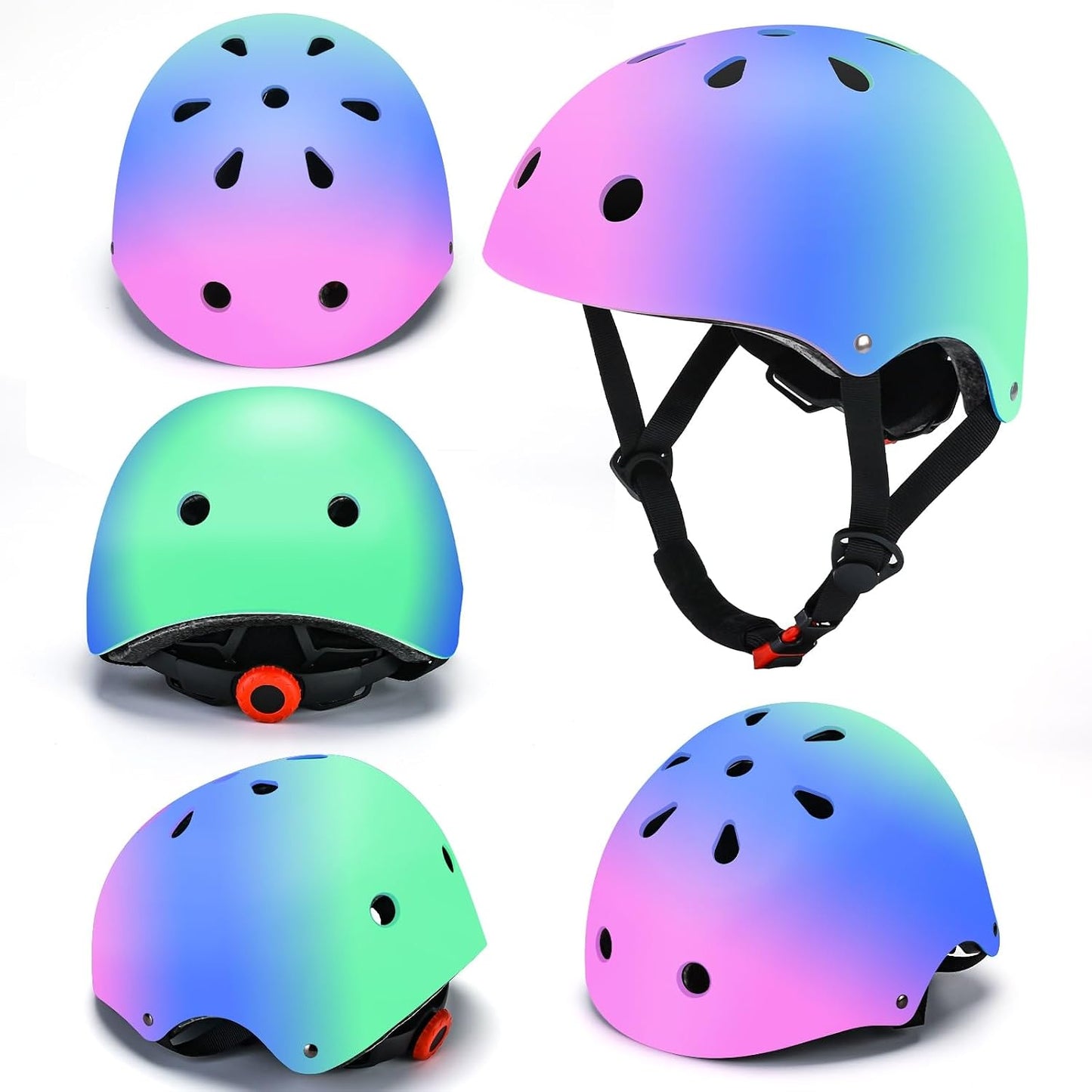 Toddler Kids Bike Helmet Set with Knee Elbow Pads, Adjustable Cycling Helmet for Little Boy Girl Protective Gear