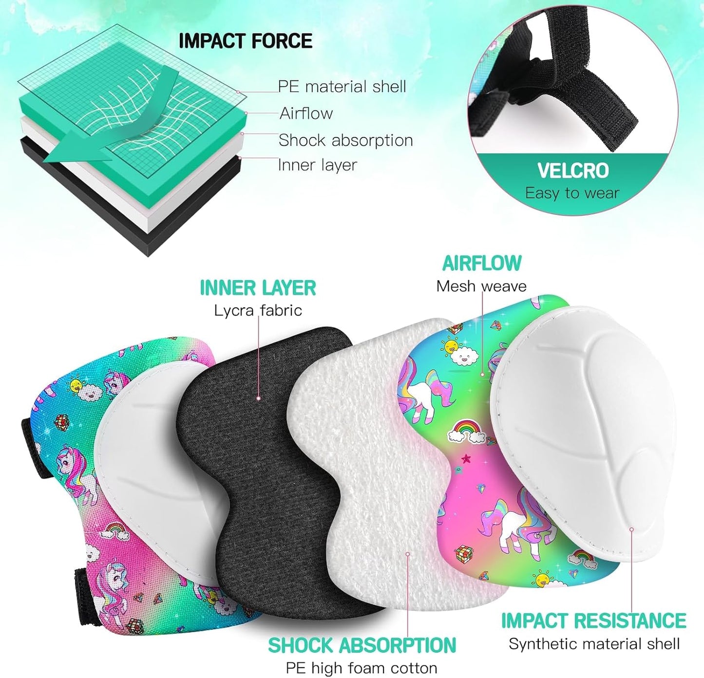 Toddler Kids Bike Helmet Set with Knee Elbow Pads, Adjustable Cycling Helmet for Little Boy Girl Protective Gear