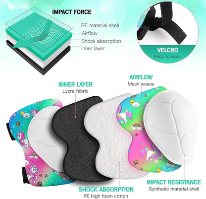Toddler Kids Bike Helmet Set with Knee Elbow Pads, Adjustable Cycling Helmet for Little Boy Girl Protective Gear