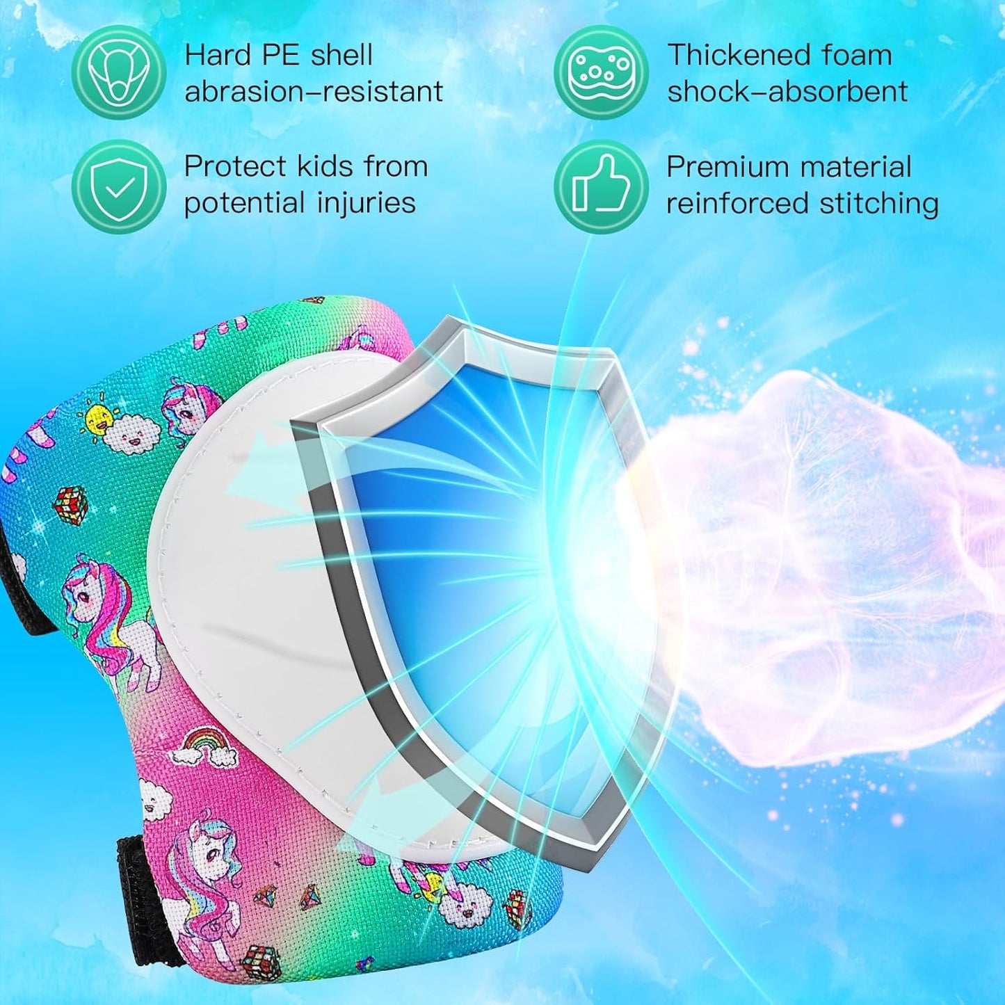 Toddler Kids Bike Helmet Set with Knee Elbow Pads, Adjustable Cycling Helmet for Little Boy Girl Protective Gear