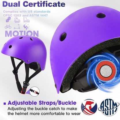 Toddler Kids Bike Helmet Set with Knee Elbow Pads, Adjustable Cycling Helmet for Little Boy Girl Protective Gear