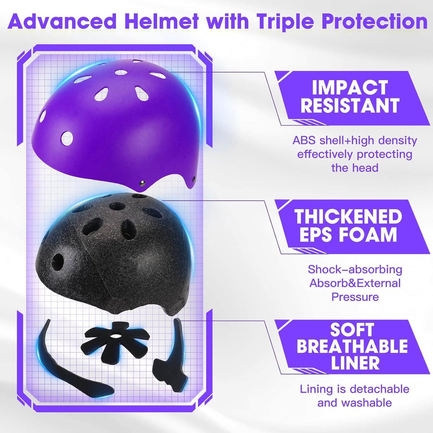 Toddler Kids Bike Helmet Set with Knee Elbow Pads, Adjustable Cycling Helmet for Little Boy Girl Protective Gear