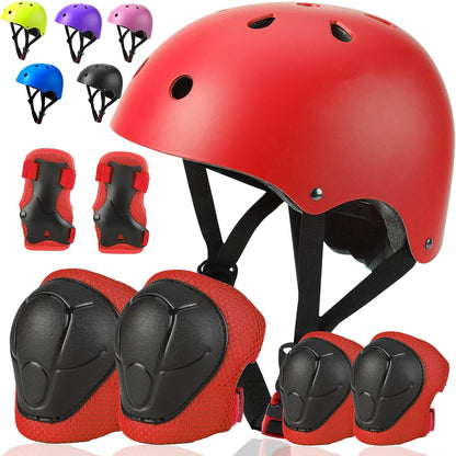 Toddler Kids Bike Helmet Set with Knee Elbow Pads, Adjustable Cycling Helmet for Little Boy Girl Protective Gear