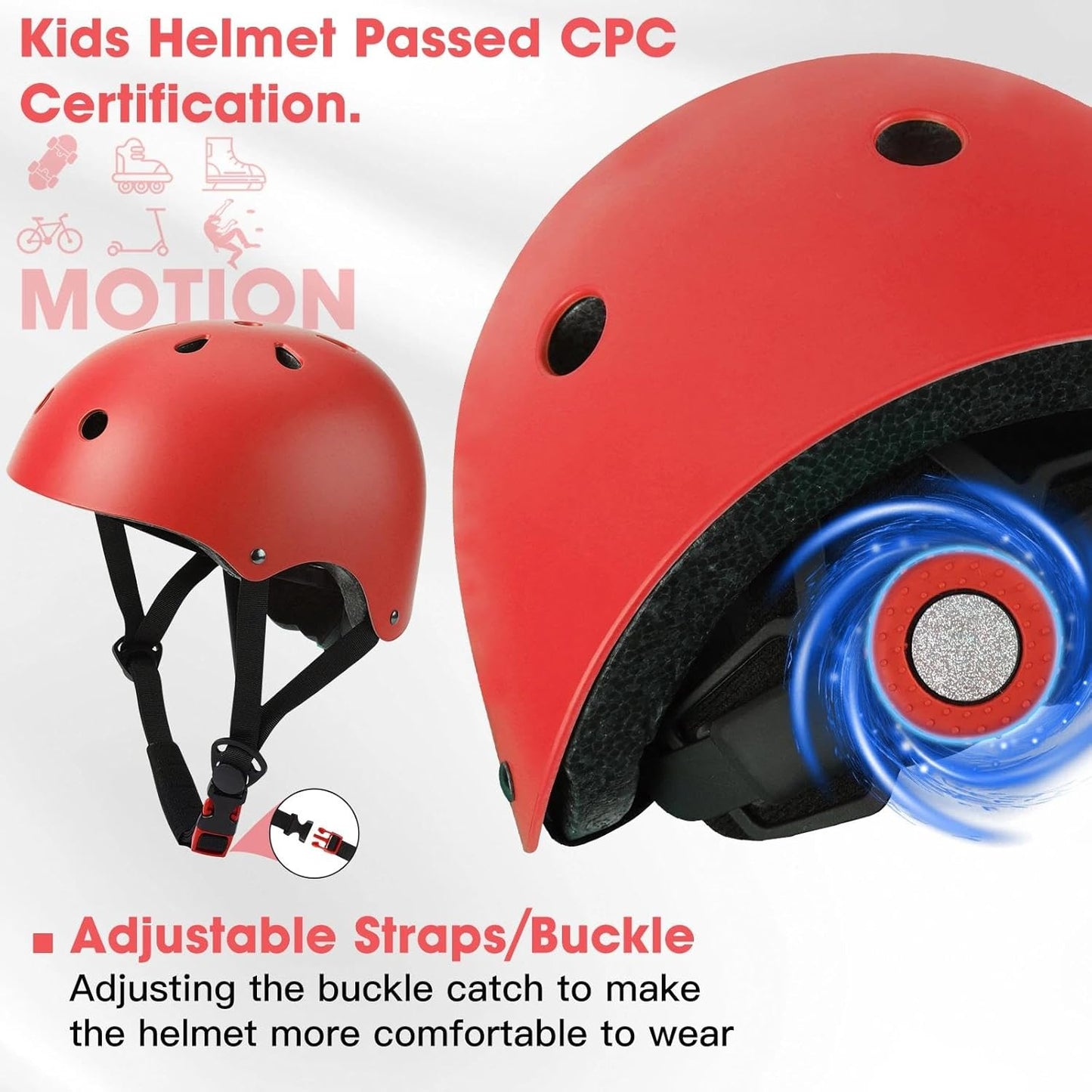 Toddler Kids Bike Helmet Set with Knee Elbow Pads, Adjustable Cycling Helmet for Little Boy Girl Protective Gear