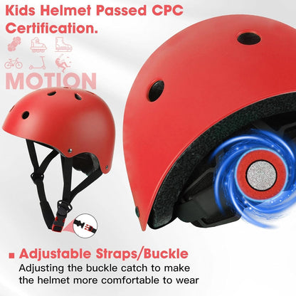 Toddler Kids Bike Helmet Set with Knee Elbow Pads, Adjustable Cycling Helmet for Little Boy Girl Protective Gear