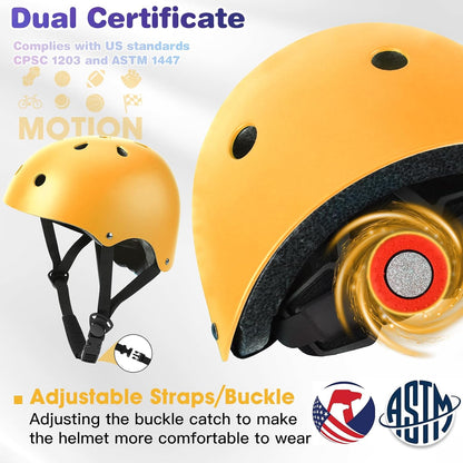 Toddler Kids Bike Helmet Set with Knee Elbow Pads, Adjustable Cycling Helmet for Little Boy Girl Protective Gear