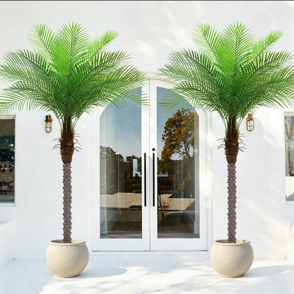 7ft Artificial Phoenix Palm Tree, Faux Coconut Silk Tropical Fake Palm Plant for Indoor Outdoor Home Office Patio Bathroom Pool Coastal Decor(Set of 2)