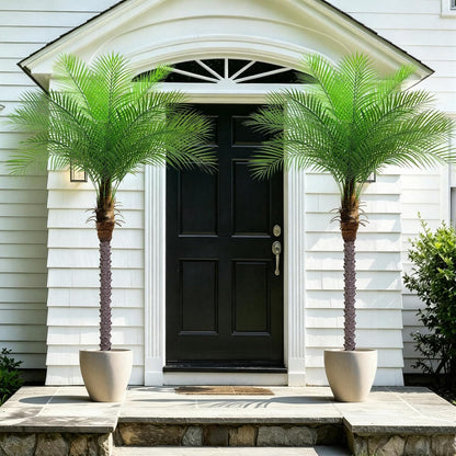 7ft Artificial Phoenix Palm Tree, Faux Coconut Silk Tropical Fake Palm Plant for Indoor Outdoor Home Office Patio Bathroom Pool Coastal Decor(Set of 2)