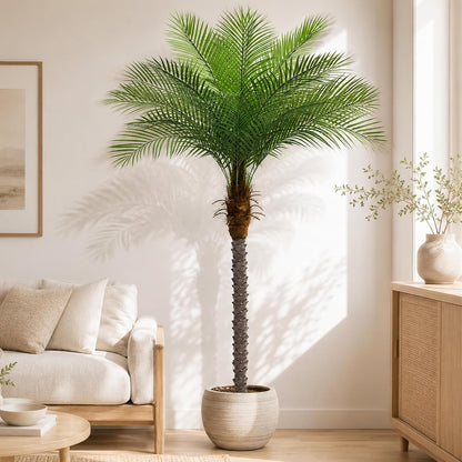 7ft Artificial Phoenix Palm Tree, Faux Coconut Silk Tropical Fake Palm Plant for Indoor Outdoor Home Office Patio Bathroom Pool Coastal Decor(Set of 2)