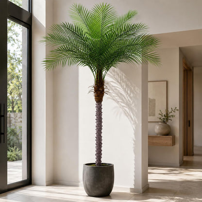 7ft Artificial Phoenix Palm Tree, Faux Coconut Silk Tropical Fake Palm Plant for Indoor Outdoor Home Office Patio Bathroom Pool Coastal Decor(Set of 2)