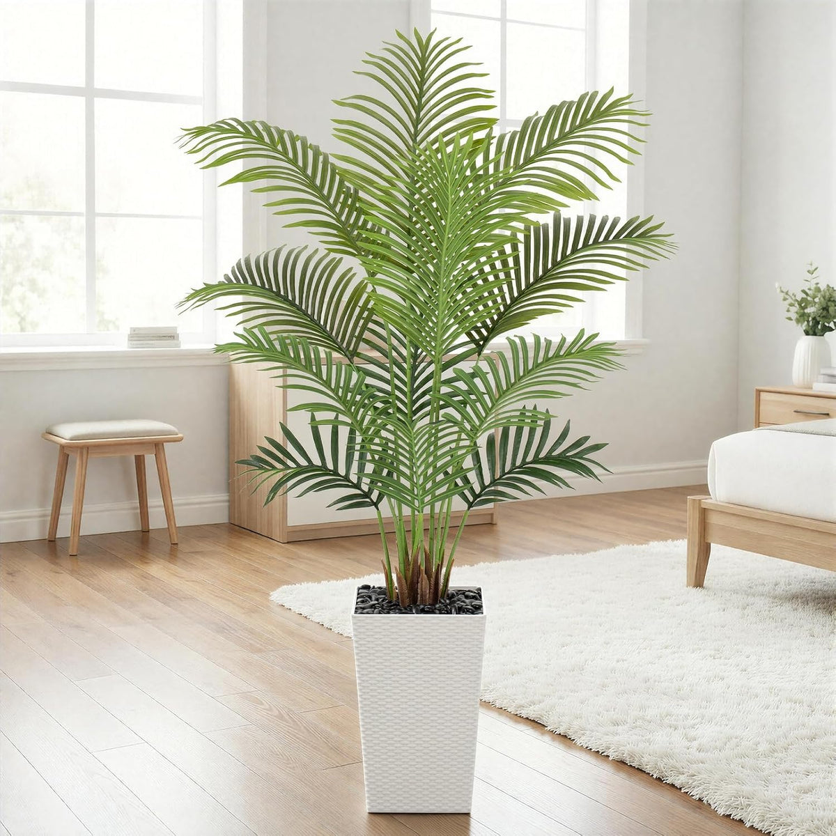 7ft Artificial Phoenix Palm Tree, Faux Coconut Silk Tropical Fake Palm Plant for Indoor Outdoor Home Office Patio Bathroom Pool Coastal Decor(Set of 2)
