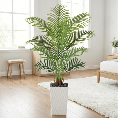 7ft Artificial Phoenix Palm Tree, Faux Coconut Silk Tropical Fake Palm Plant for Indoor Outdoor Home Office Patio Bathroom Pool Coastal Decor(Set of 2)
