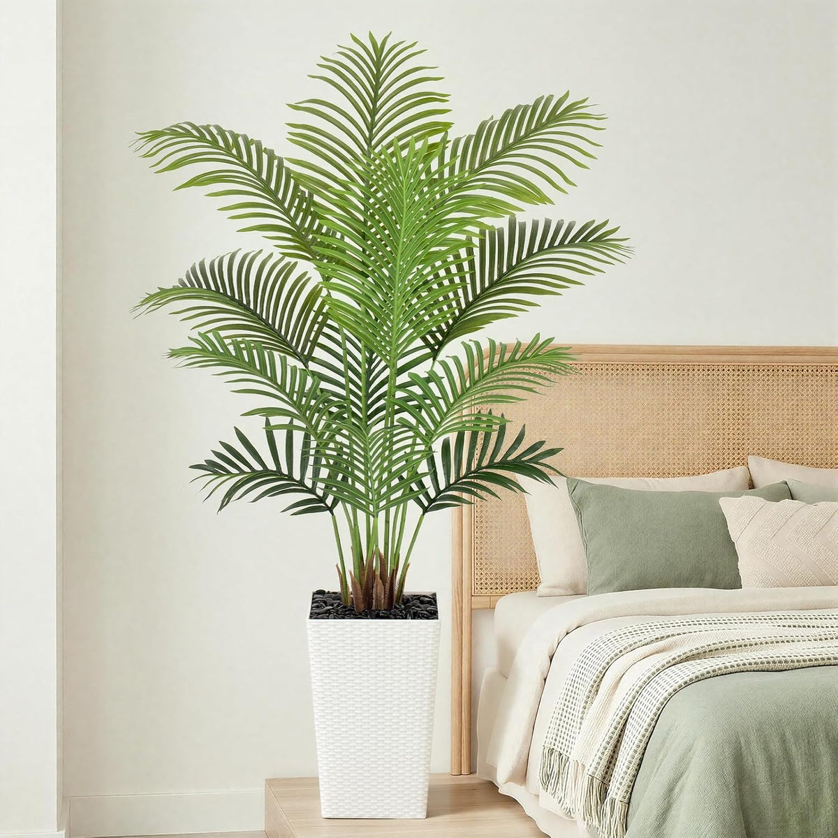 7ft Artificial Phoenix Palm Tree, Faux Coconut Silk Tropical Fake Palm Plant for Indoor Outdoor Home Office Patio Bathroom Pool Coastal Decor(Set of 2)
