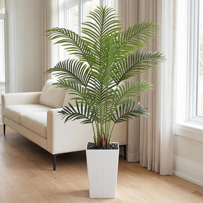 7ft Artificial Phoenix Palm Tree, Faux Coconut Silk Tropical Fake Palm Plant for Indoor Outdoor Home Office Patio Bathroom Pool Coastal Decor(Set of 2)