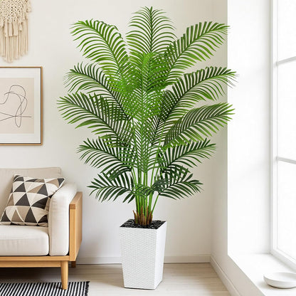 7ft Artificial Phoenix Palm Tree, Faux Coconut Silk Tropical Fake Palm Plant for Indoor Outdoor Home Office Patio Bathroom Pool Coastal Decor(Set of 2)