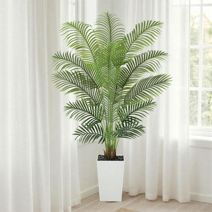 7ft Artificial Phoenix Palm Tree, Faux Coconut Silk Tropical Fake Palm Plant for Indoor Outdoor Home Office Patio Bathroom Pool Coastal Decor(Set of 2)