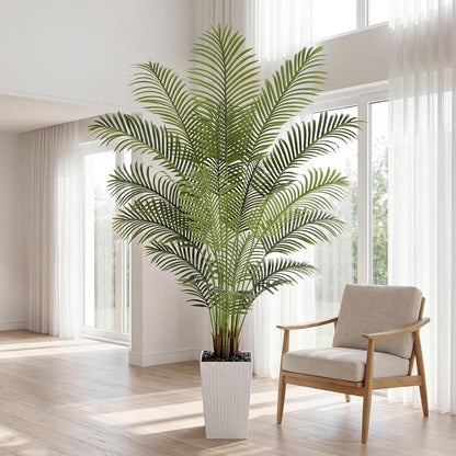 7ft Artificial Phoenix Palm Tree, Faux Coconut Silk Tropical Fake Palm Plant for Indoor Outdoor Home Office Patio Bathroom Pool Coastal Decor(Set of 2)