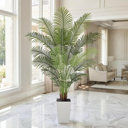 7ft Artificial Phoenix Palm Tree, Faux Coconut Silk Tropical Fake Palm Plant for Indoor Outdoor Home Office Patio Bathroom Pool Coastal Decor(Set of 2)