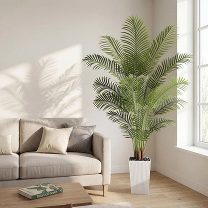 7ft Artificial Phoenix Palm Tree, Faux Coconut Silk Tropical Fake Palm Plant for Indoor Outdoor Home Office Patio Bathroom Pool Coastal Decor(Set of 2)