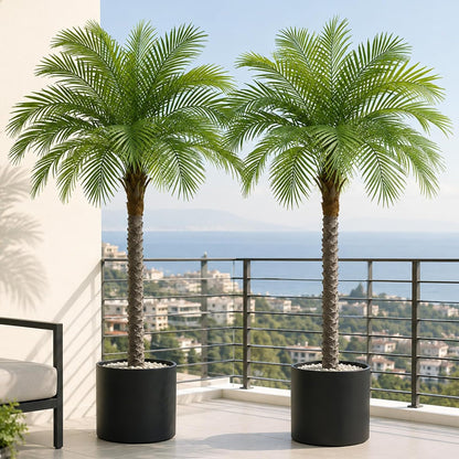 7ft Artificial Phoenix Palm Tree, Faux Coconut Silk Tropical Fake Palm Plant for Indoor Outdoor Home Office Patio Bathroom Pool Coastal Decor(Set of 2)