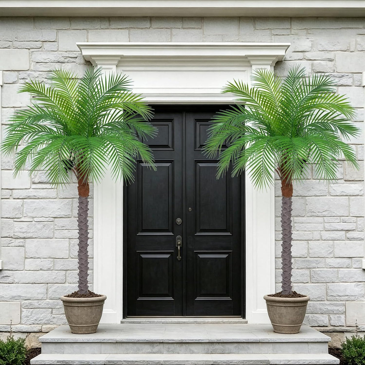 7ft Artificial Phoenix Palm Tree, Faux Coconut Silk Tropical Fake Palm Plant for Indoor Outdoor Home Office Patio Bathroom Pool Coastal Decor(Set of 2)