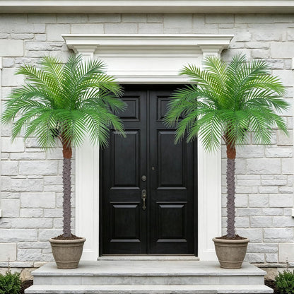 7ft Artificial Phoenix Palm Tree, Faux Coconut Silk Tropical Fake Palm Plant for Indoor Outdoor Home Office Patio Bathroom Pool Coastal Decor(Set of 2)