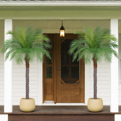7ft Artificial Phoenix Palm Tree, Faux Coconut Silk Tropical Fake Palm Plant for Indoor Outdoor Home Office Patio Bathroom Pool Coastal Decor(Set of 2)