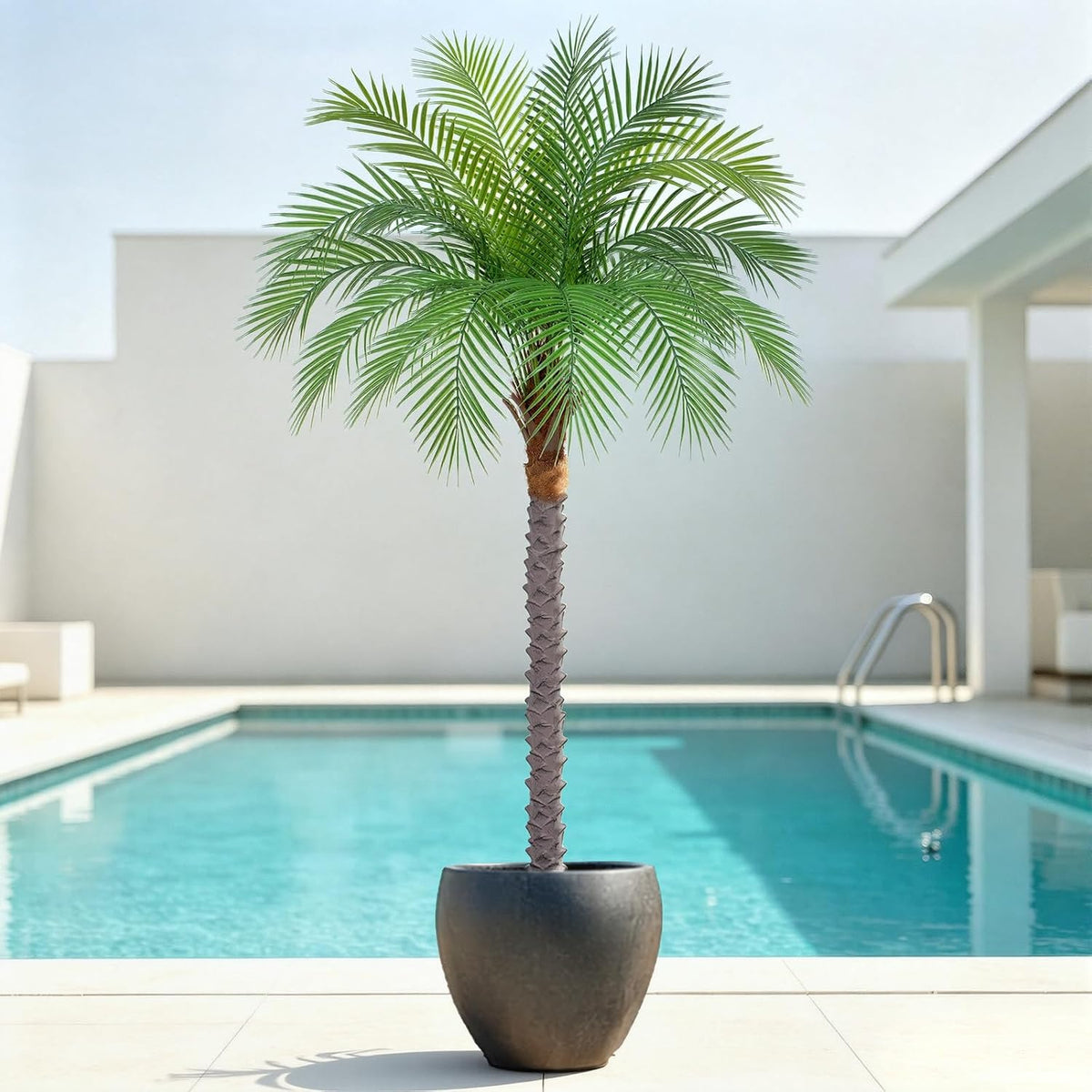 7ft Artificial Phoenix Palm Tree, Faux Coconut Silk Tropical Fake Palm Plant for Indoor Outdoor Home Office Patio Bathroom Pool Coastal Decor(Set of 2)